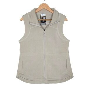NWT Staccato Women's Oatmeal Fleece Zip Up Pockets Cinch Waist Sherpa Vest Small